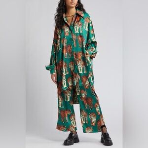 Dressed in LALA Posh Satin Playsuit in Tiger Tales